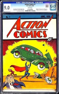The 9.0 CGC graded Action Comics #1 that is up for auction. 