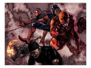 alex-maleev-daredevil-no-60-group-daredevil-spider-man-iron-fist-and-luke-cage-fighting