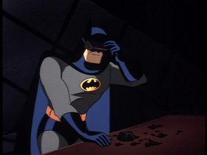 Batman using his 'Detective Mode' styled visor 