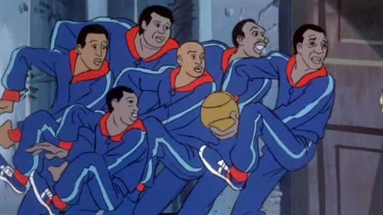 The Harlem Globetrotters in one of their three appearances on The New Scooby Doo Movies